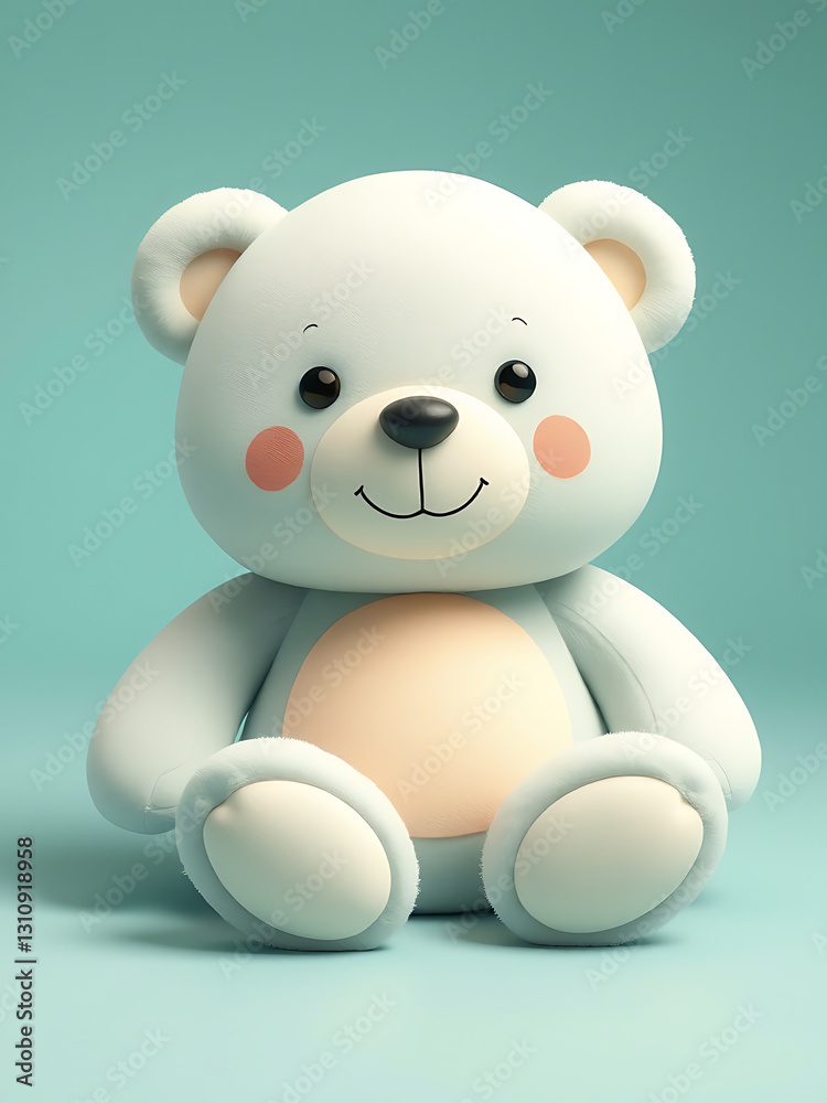 Fototapeta premium Teddy Bear's Sweet Charm: A delightful, plush teddy bear sits adorably, evoking warmth and comfort with its gentle eyes and rosy cheeks. Capturing the essence of innocence and joy.