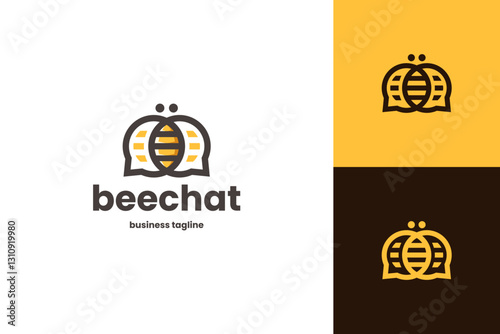 bee chat logo vector