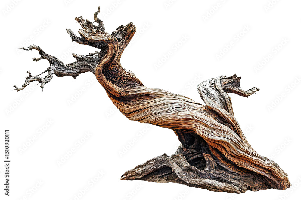 Fototapeta premium Unique gnarled wood sculpture showcasing natural artistry.
