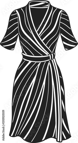 Set of Wrap dresses, technical fashion illustration Design.