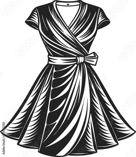 Set of Wrap dresses, technical fashion illustration Design.