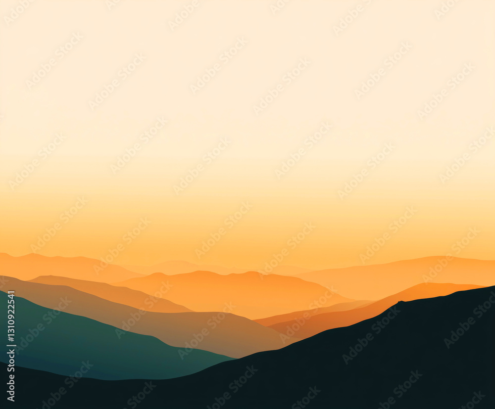 Fototapeta premium A dreamy, atmospheric view of distant mountain peaks.