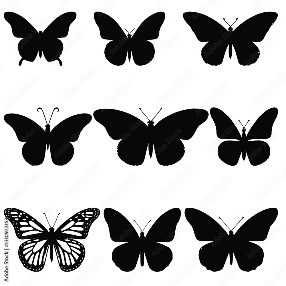 set of butterflies set of butterflies