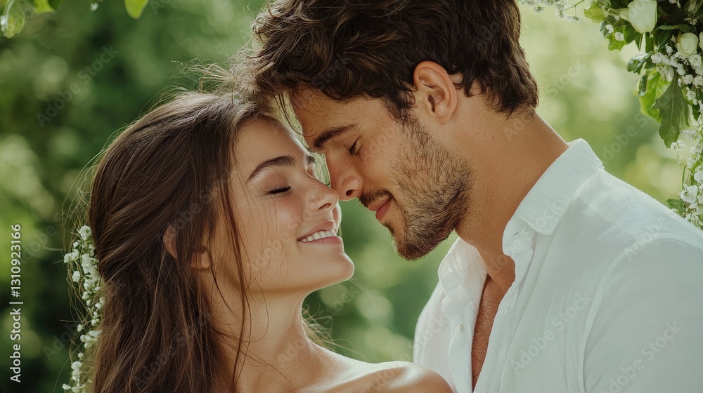 Romantic outdoor embrace couple in natural light photography Romantic outdoor embrace couple in natural light photography