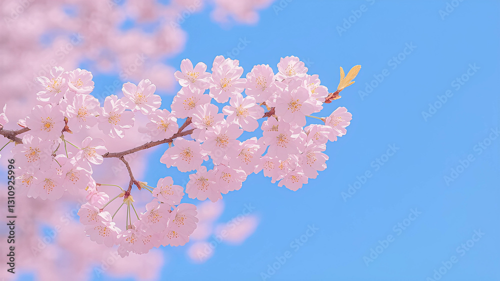 Fototapeta premium A delicate cherry blossom branch in full bloom