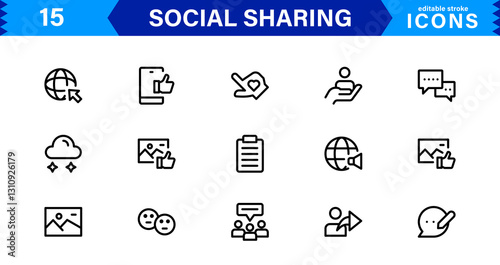 Essential Social Sharing Icons. Perfect for Social Media Integration, Sharing Tools, and Online Interaction