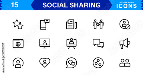 Essential Social Sharing Icons. Perfect for Social Media Integration, Sharing Tools, and Online Interaction
