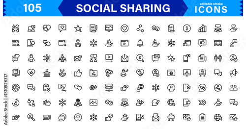 Essential Social Sharing Icons. Perfect for Social Media Integration, Sharing Tools, and Online Interaction