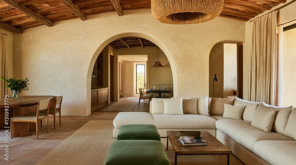 Fototapeta premium Modern Interior Design of Cozy Living Room with Natural Elements
