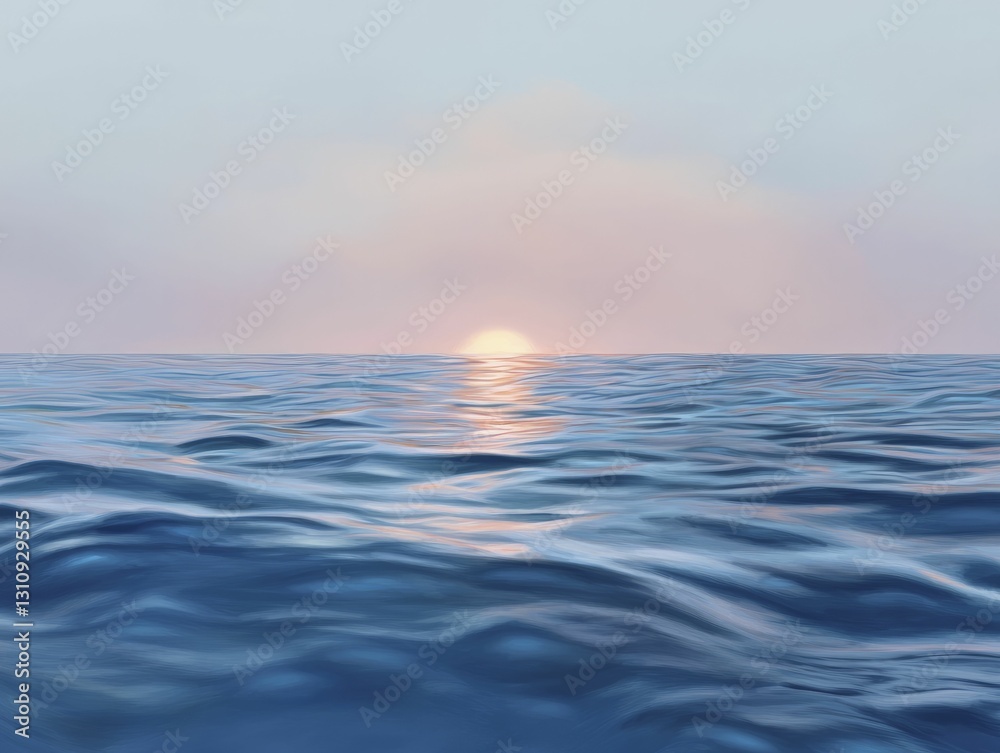 Fototapeta premium A smooth, undulating surface of water reflecting a bright sky, representing the fluidity and adaptability of virtual networking events.