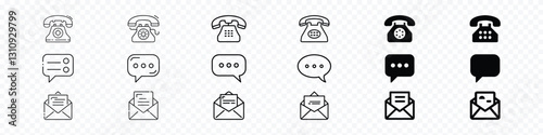 Communication Icon Set – Phone, Message, Email Symbols