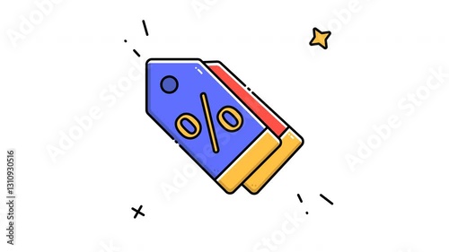 Animated discount filled line icon on transparent background, ecommerce animation, 4k video motion graphic with alpha channel, use for web design, mobile apps, ui design