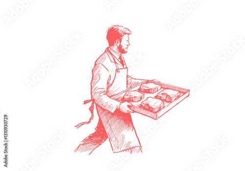 Butcher hand drawn sketch illustration vector