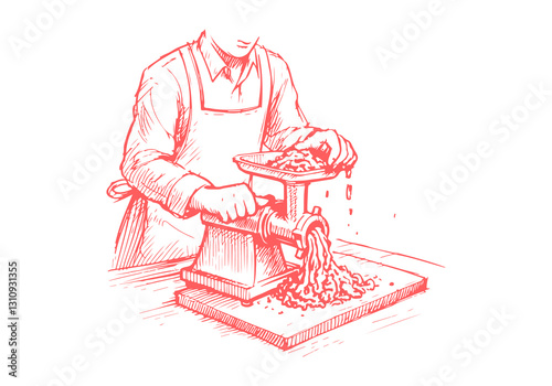 Butcher hand drawn sketch illustration vector