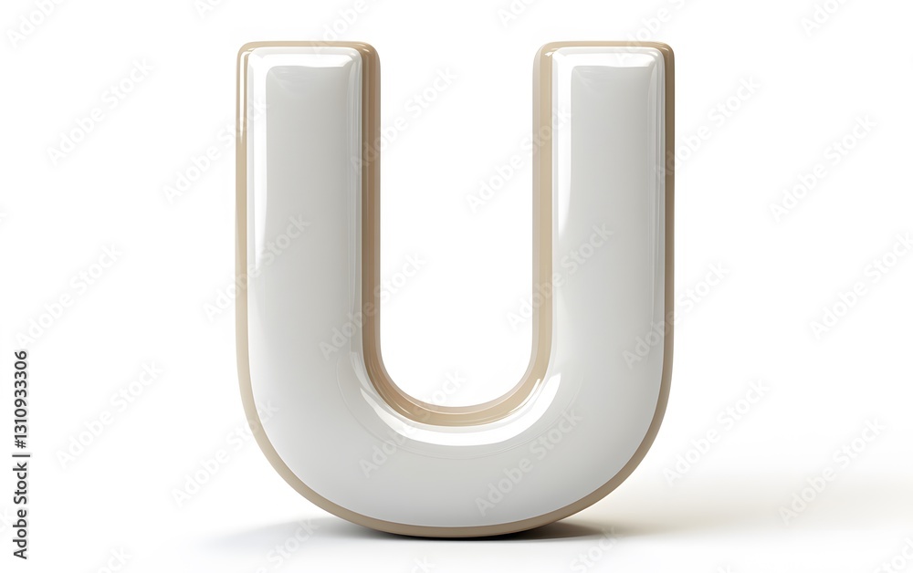 21. Letter U, clean and modern, isolated against white 21. Letter U, clean and modern, isolated against white