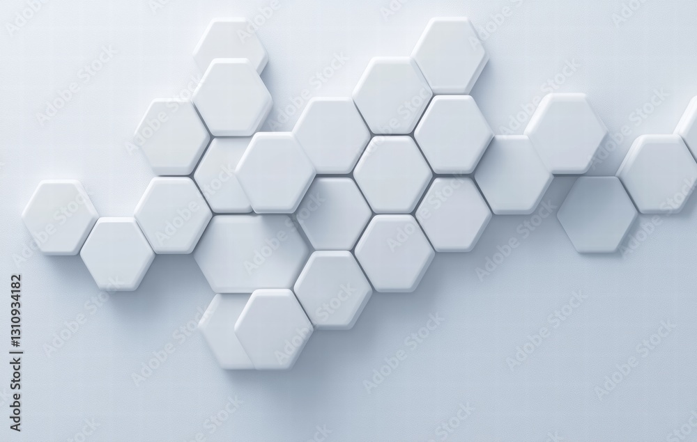 A white hexagon pattern is displayed on a white background