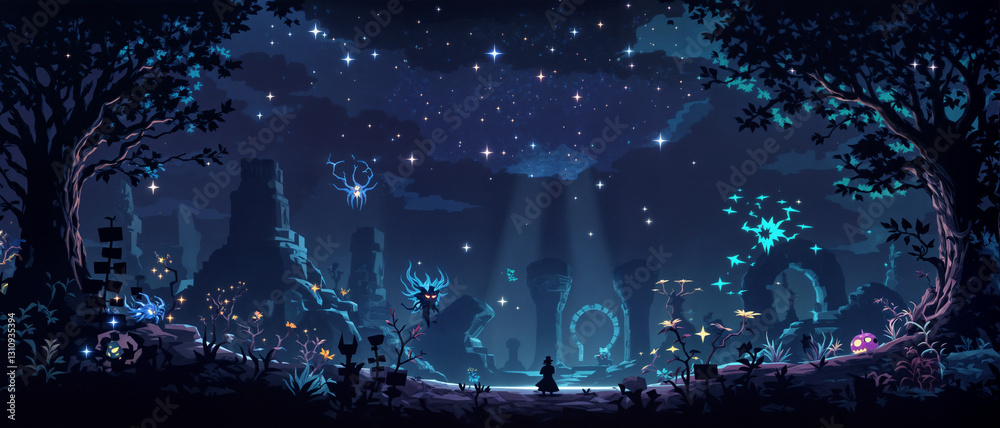 Obraz premium pixel art, game, background, fantasy