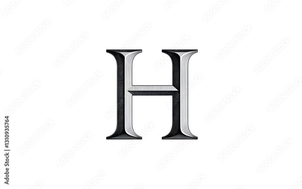 34. Stylish letter H with clean lines, isolated on white 34. Stylish letter H with clean lines, isolated on white