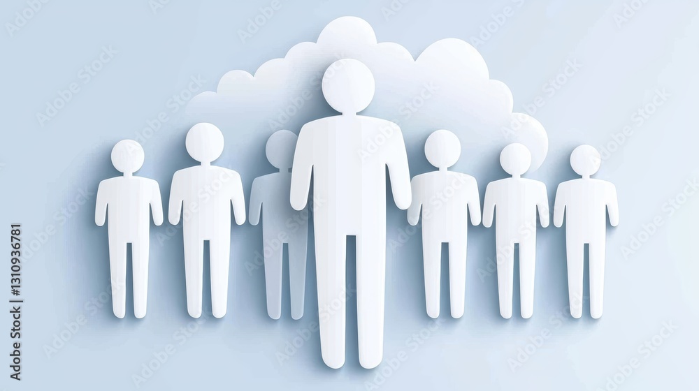 A group of people stand beneath an overcast sky, exploring the relationship between humanity and nature A group of people stand beneath an overcast sky, exploring the relationship between humanity and nature