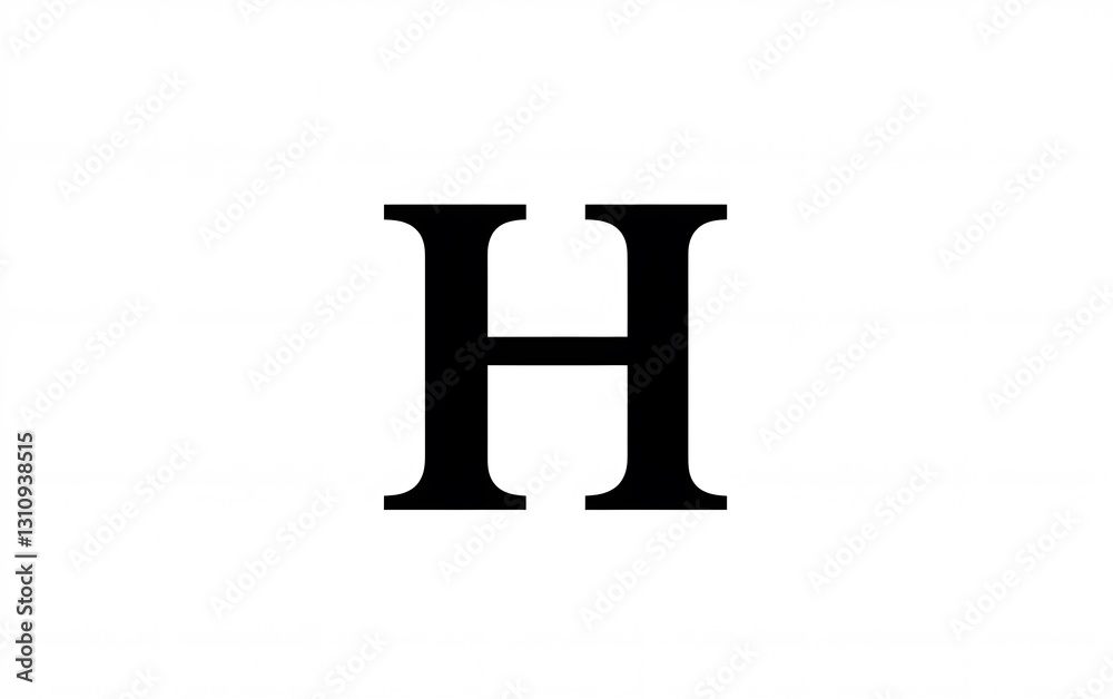 60. Minimalistic letter H in bold font on a white background 60. Minimalistic letter H in bold font on a white background