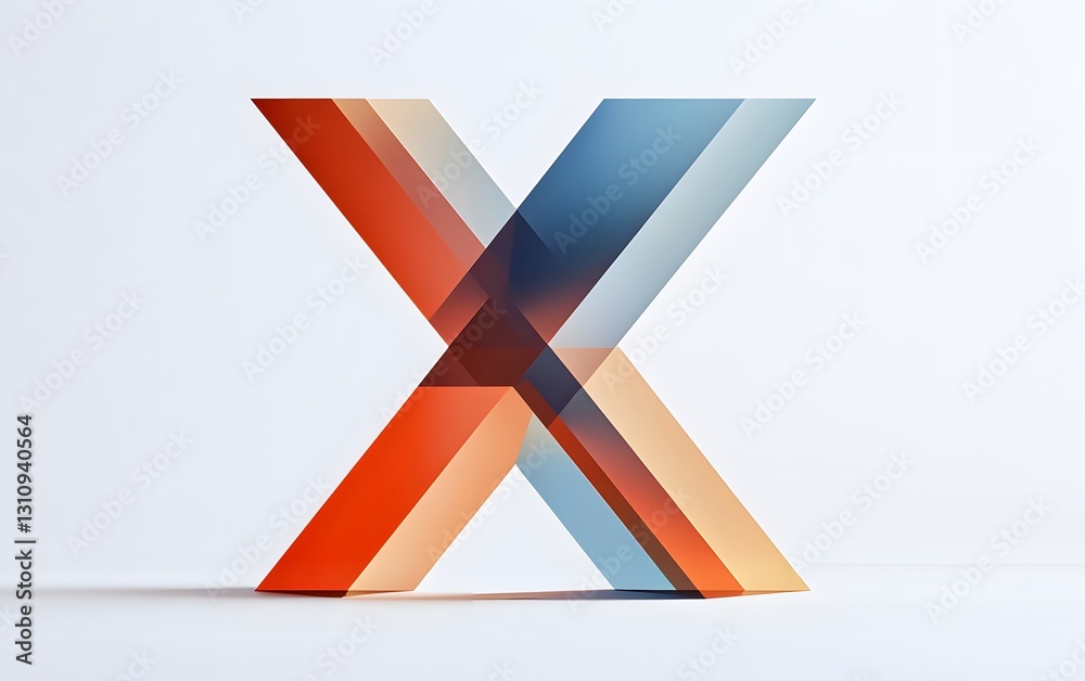 76. Geometric letter X in clean lines, floating on white 76. Geometric letter X in clean lines, floating on white
