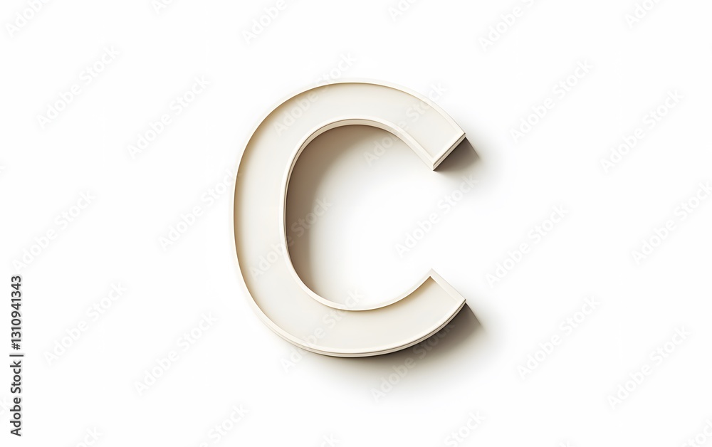 81. Letter C floating in the center of a pure white background 81. Letter C floating in the center of a pure white background