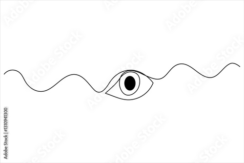 Human eye one line drawing and isolated continuous outline vector illustration icon