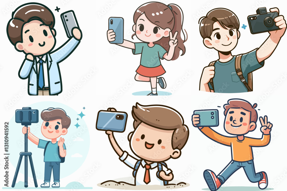vector illustration of a person taking a selfie vector illustration of a person taking a selfie