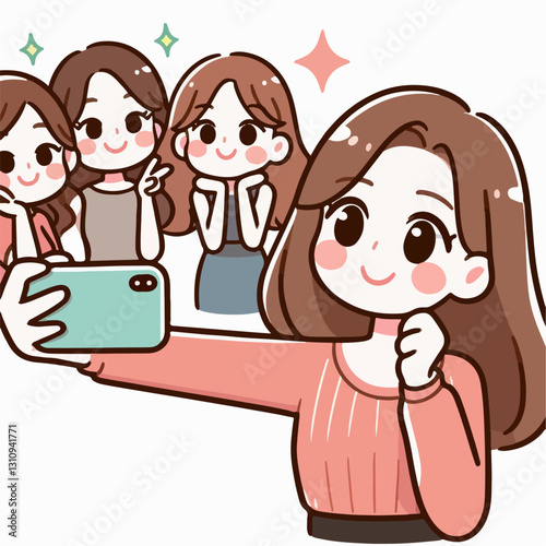 vector illustration of a person taking a selfie