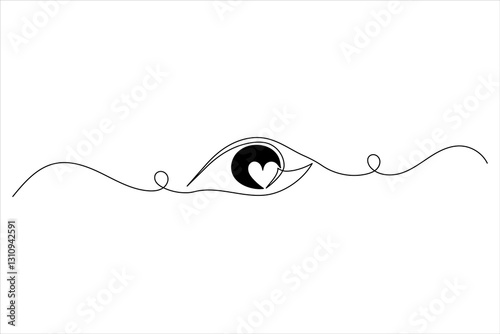 Human eye one line drawing and isolated continuous outline vector illustration icon