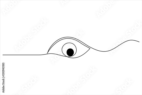 Human eye one line drawing and isolated continuous outline vector illustration icon