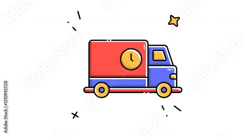 Animated fast delivery filled line icon on transparent background, ecommerce animation, 4k video motion graphic with alpha channel, use for web design, mobile apps, ui design