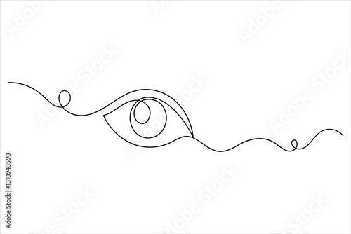 Human eye one line drawing and isolated continuous outline vector illustration icon