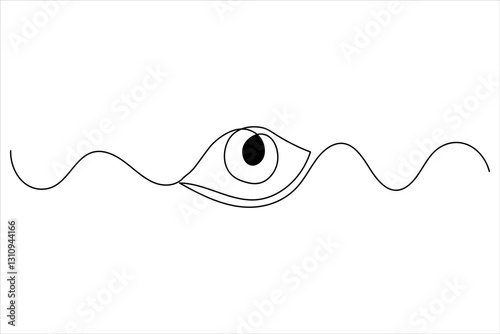 Human eye one line drawing and isolated continuous outline vector illustration icon