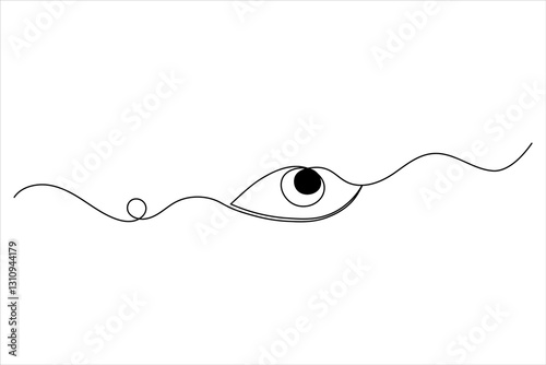 Human eye one line drawing and isolated continuous outline vector illustration icon