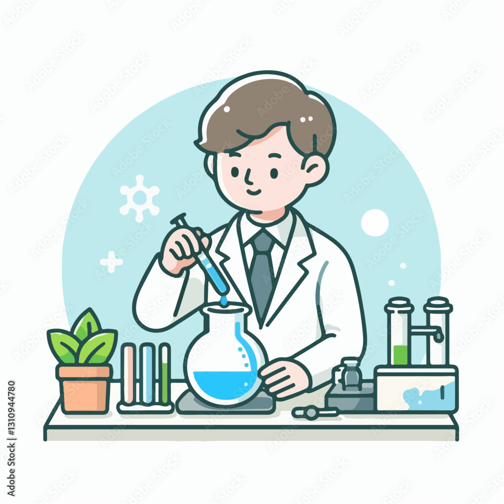 vector illustration of a person doing a chemical experiment in the laboratory vector illustration of a person doing a chemical experiment in the laboratory
