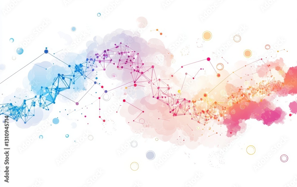Fototapeta premium Abstract network graphic design, colorful shapes, digital art