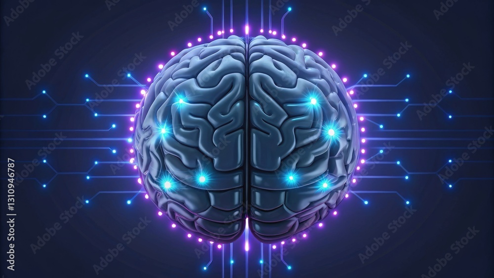 digital brain, glowing neon circuits, representing AI, technology and science. The brain symbolizes intelligence, innovation, and the future of technology. digital brain, glowing neon circuits, representing AI, technology and science. The brain symbolizes intelligence, innovation, and the future of technology.