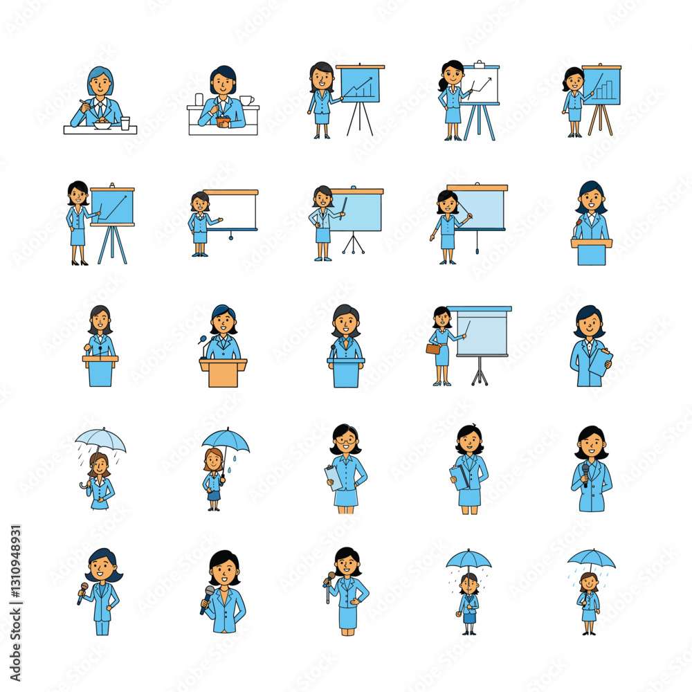 Business character Design 25 bundle set vector art illustration Business character Design 25 bundle set vector art illustration