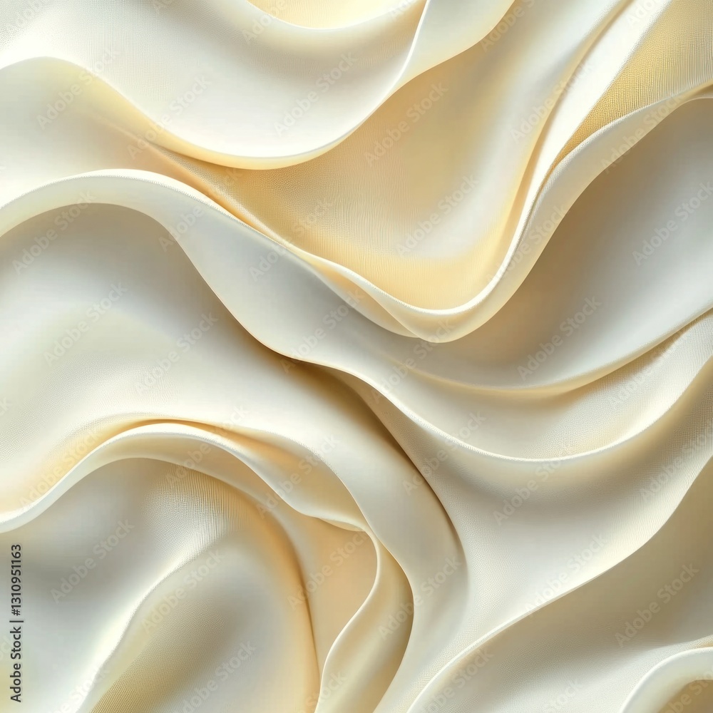 Fototapeta premium Elegant creamy silk fabric with soft waves and folds.