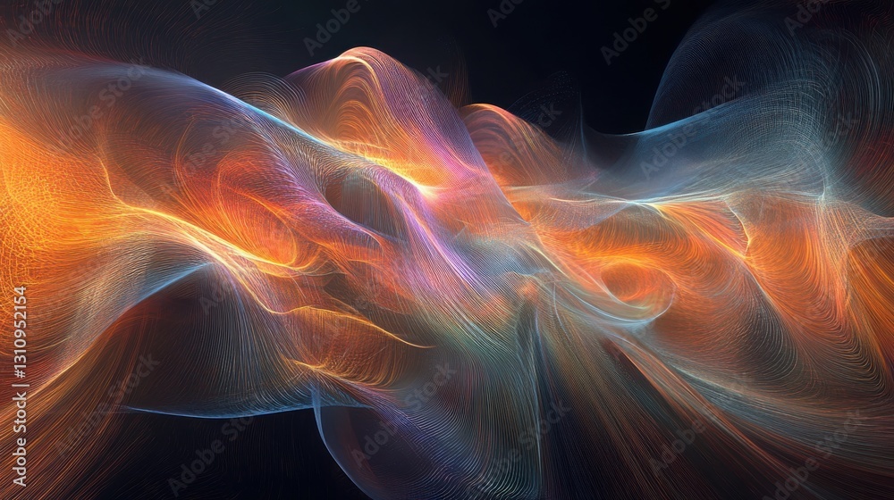 Fototapeta premium Abstract Orange Blue Energy Waves Flowing Background