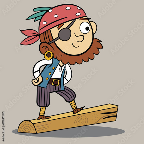 Vector wooden leg pirate cartoon illustration