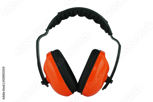 Voice recognition protection device Hearing system from noise or loud noises white background