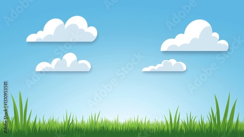 Meadow with tall grass, under a warm sun with clouds, swaying in a summer rural moment