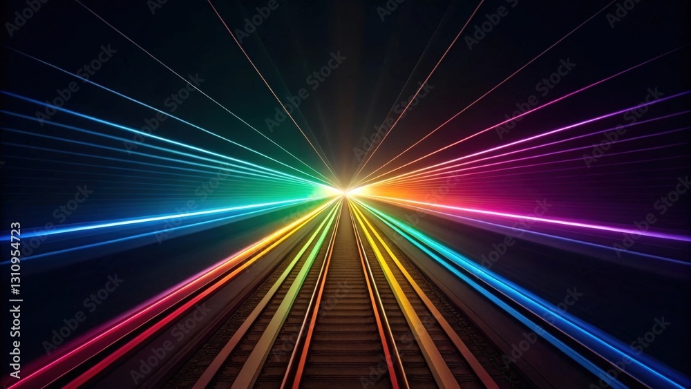 a colorful track of light. It has rainbow lights streaking across it, creating a mesmerizing and vibrant visual effect. a colorful track of light. It has rainbow lights streaking across it, creating a mesmerizing and vibrant visual effect.