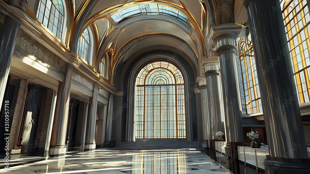 Fototapeta premium Majestic Interior of a Grand Historic Building with Sunlight