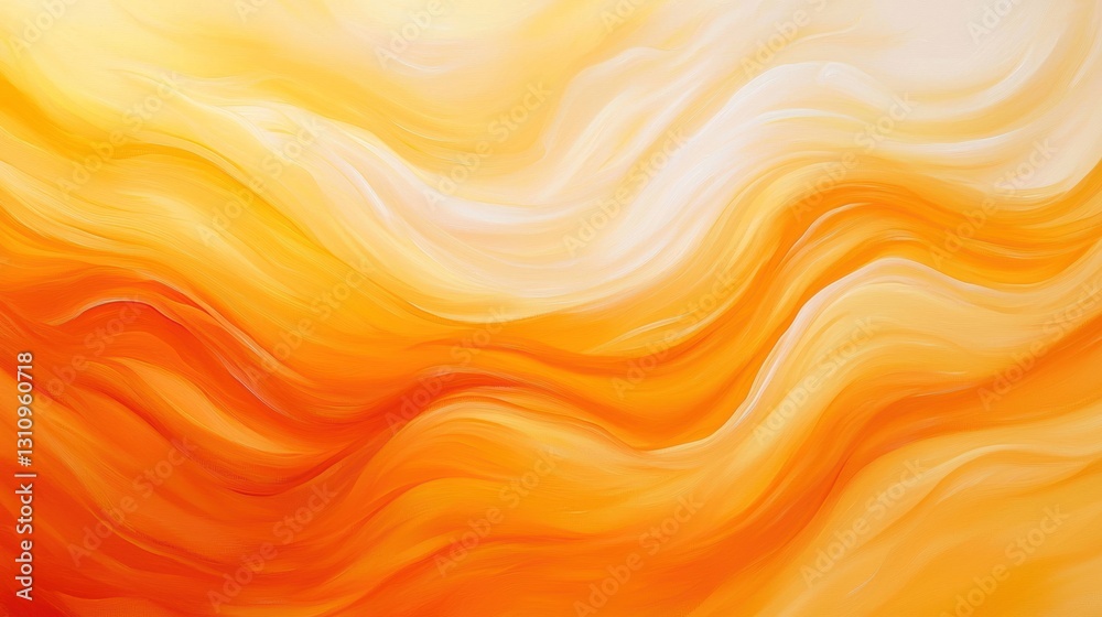 Fototapeta premium Abstract Orange and Yellow Wave Painting: A Serene Visual Symphony