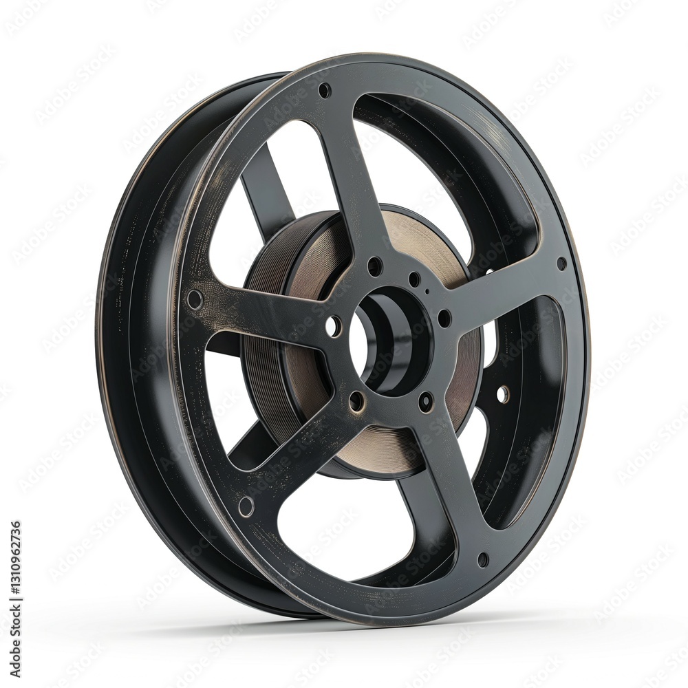 Obraz premium An intricate black and bronze alloy wheel showcasing modern design and craftsmanship.