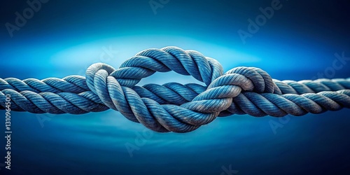 A tightly bound nautical rope knot against a deep blue backdrop, symbolizing strength, resilience, and the interconnectedness of things.