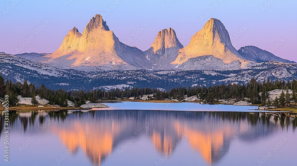 Majestic Mountain Peaks Reflecting Beautifully Upon Calm Water Surfaces Majestic Mountain Peaks Reflecting Beautifully Upon Calm Water Surfaces